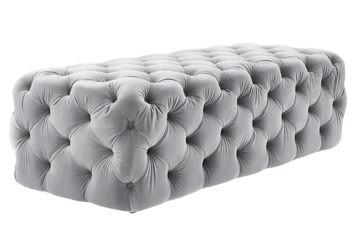 TOV Furniture Kaylee Grey Velvet Ottoman