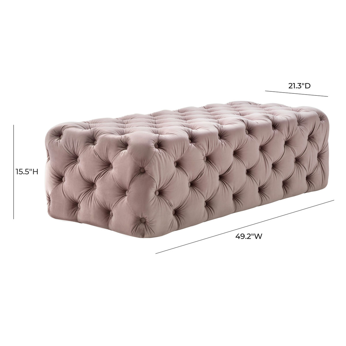 TOV Furniture Kaylee Mauve Velvet Ottoman