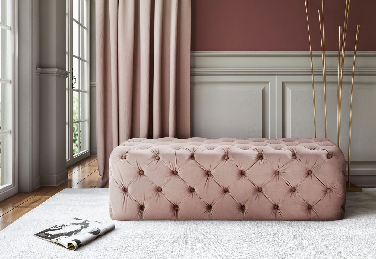 TOV Furniture Kaylee Mauve Velvet Ottoman