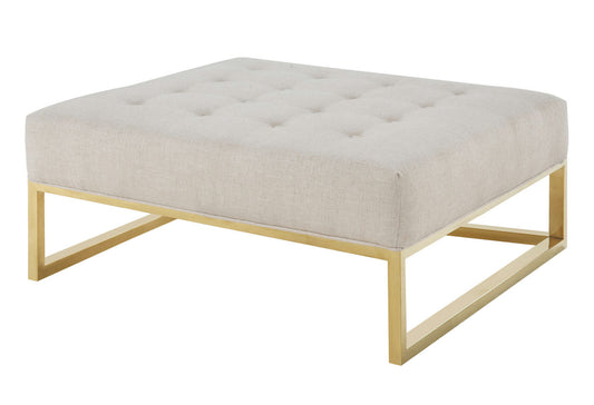 TOV Furniture Nova Metalic Beige Linen Ottoman
