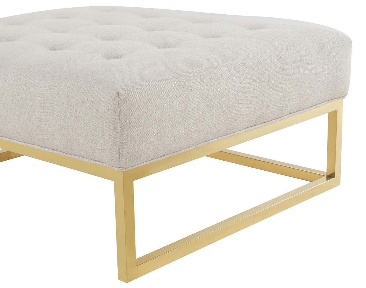 TOV Furniture Nova Metalic Beige Linen Ottoman