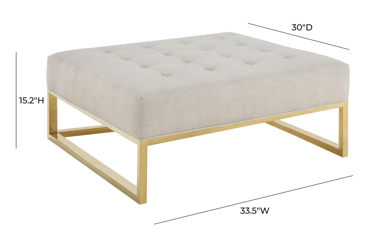 TOV Furniture Nova Metalic Beige Linen Ottoman
