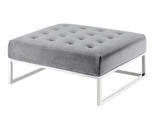 TOV Furniture Nova Grey Velvet Ottoman