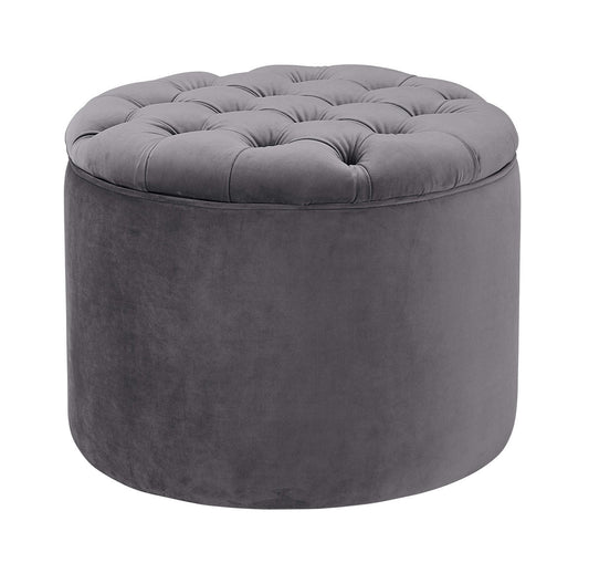 TOV Furniture Queen Grey Velvet Storage Ottoman