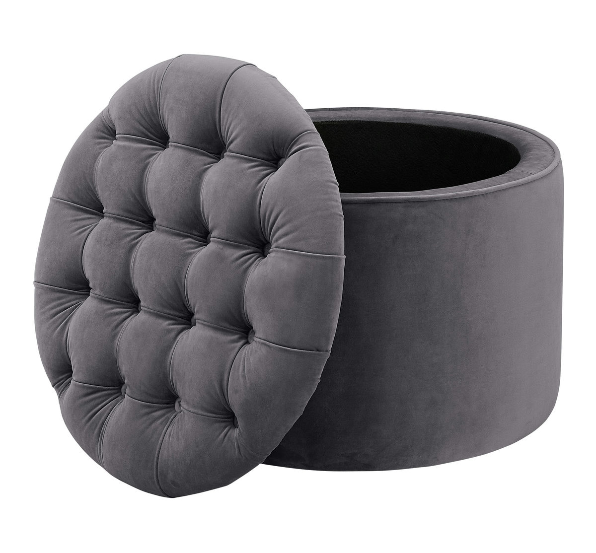 TOV Furniture Queen Grey Velvet Storage Ottoman