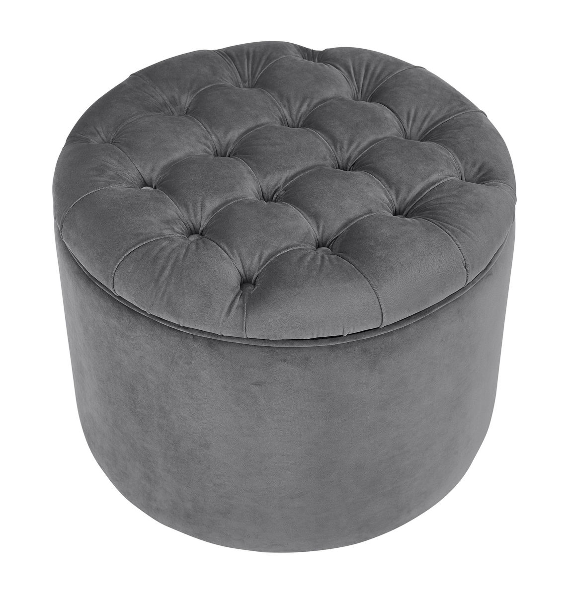 TOV Furniture Queen Grey Velvet Storage Ottoman