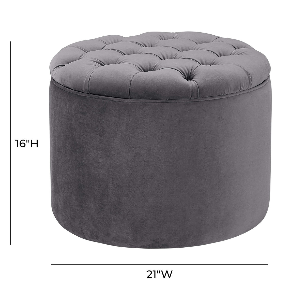 TOV Furniture Queen Grey Velvet Storage Ottoman