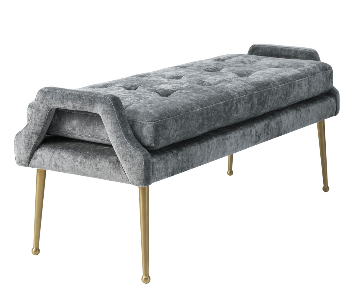 TOV Furniture Eileen Slub Velvet Grey Bench