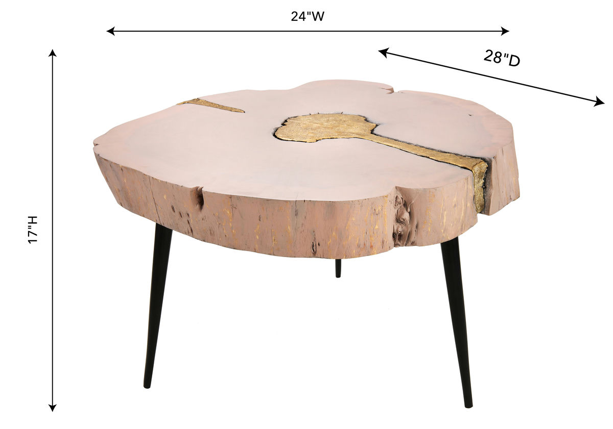 TOV Furniture Timber Pink and Brass Coffee Table