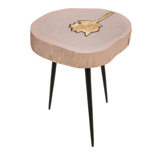 TOV Furniture Timber Pink and Brass Side Table