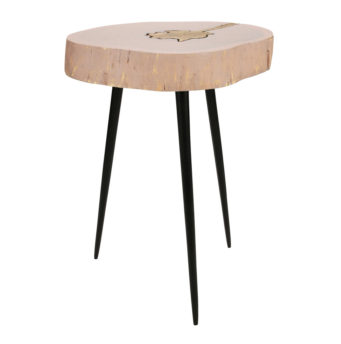 TOV Furniture Timber Pink and Brass Side Table