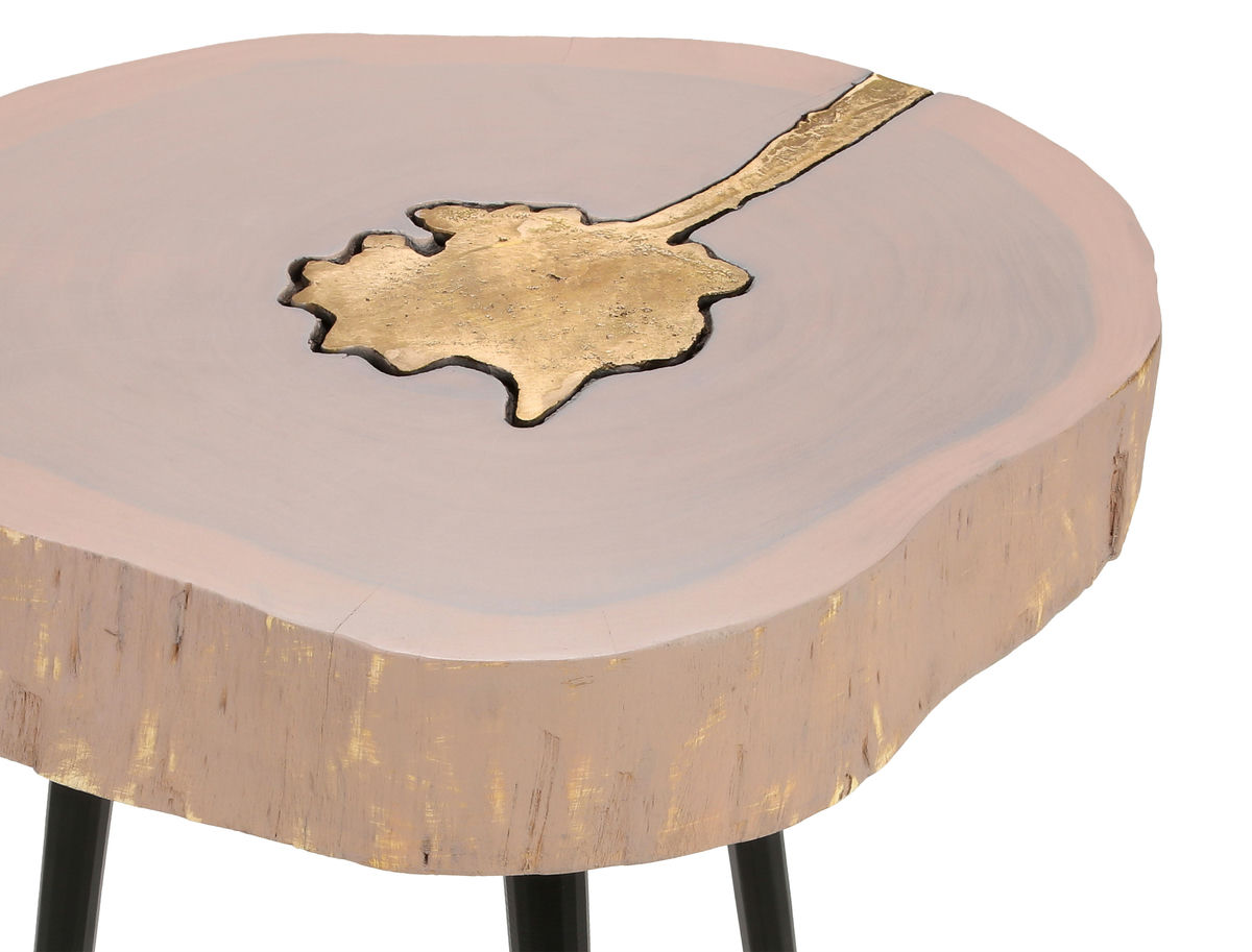 TOV Furniture Timber Pink and Brass Side Table