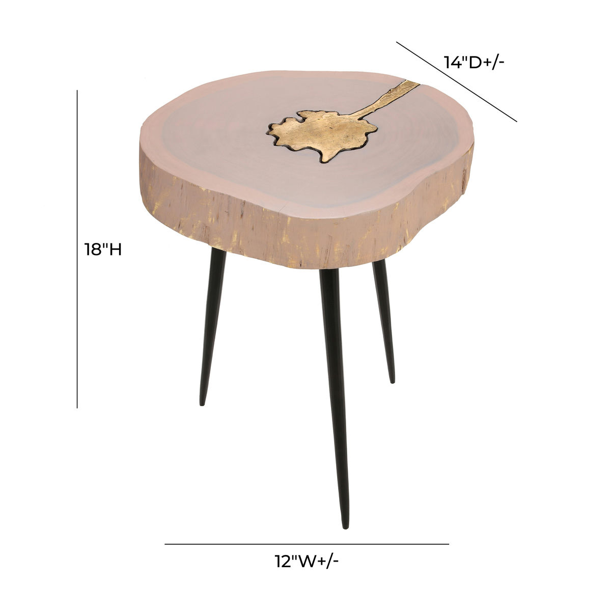 TOV Furniture Timber Pink and Brass Side Table