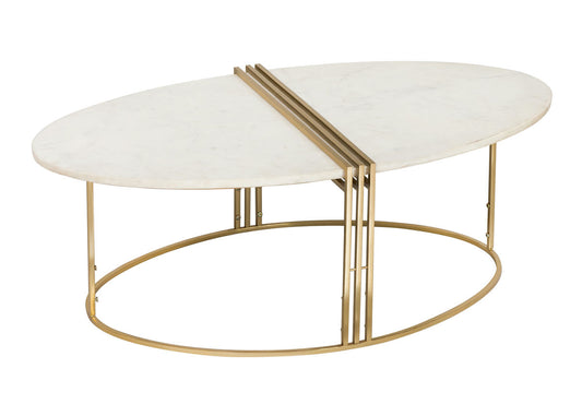 TOV Furniture Caleb Oval White Marble Coffee Table