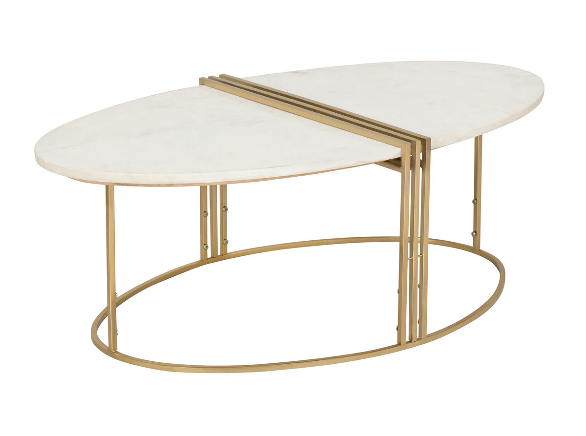 TOV Furniture Caleb Oval White Marble Coffee Table