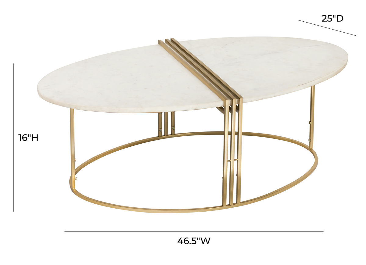 TOV Furniture Caleb Oval White Marble Coffee Table