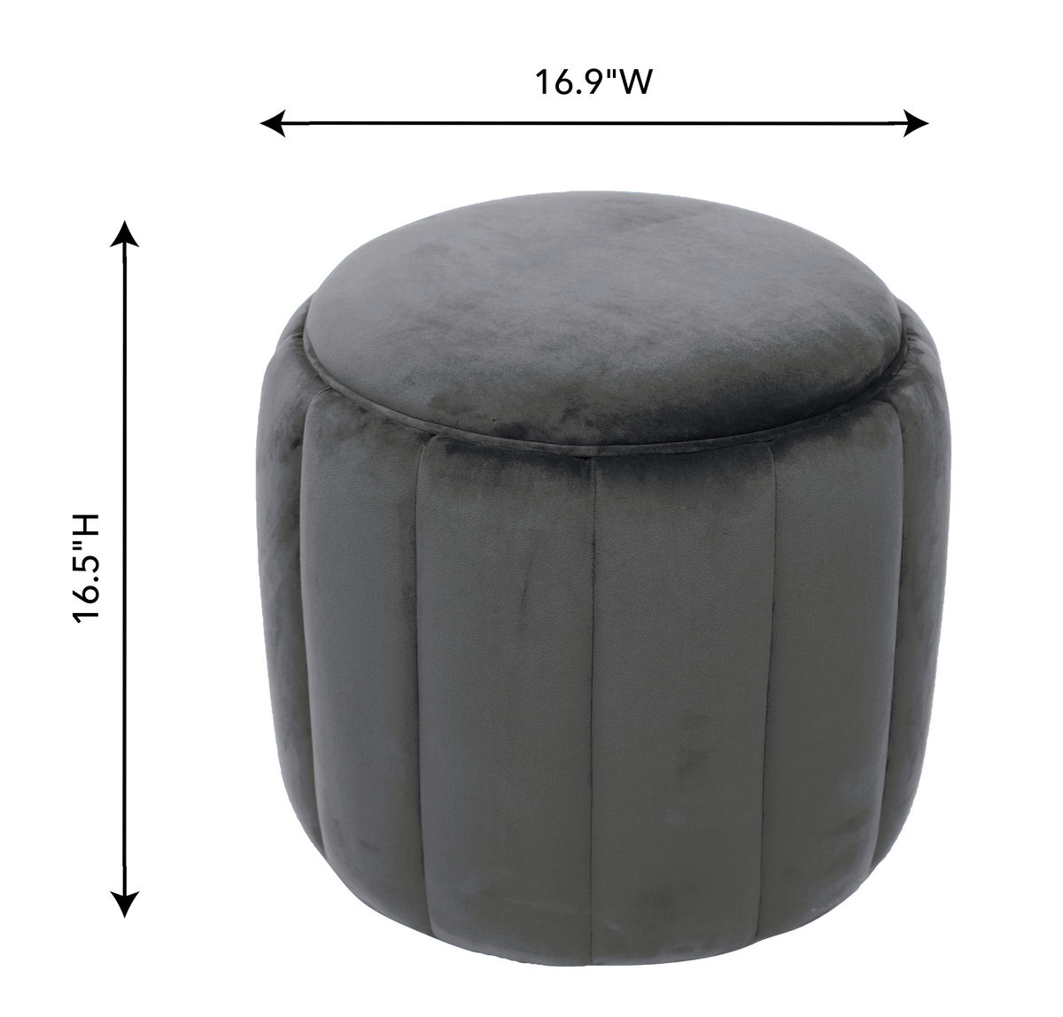 TOV Furniture Ives Grey Velvet Ottoman