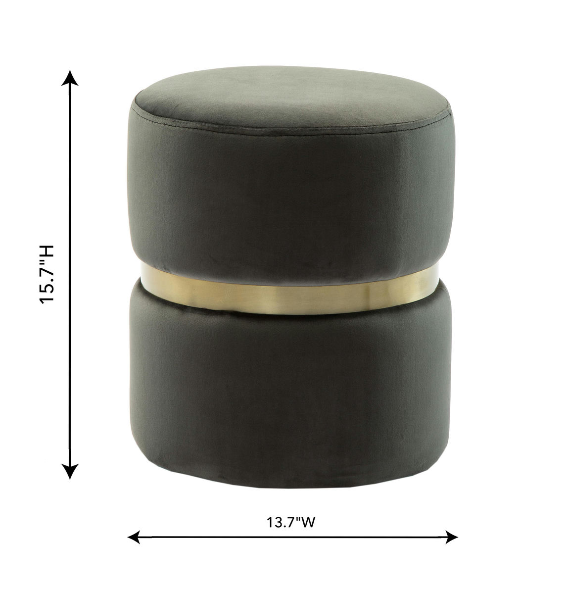 TOV Furniture Yamma Grey Velvet Ottoman