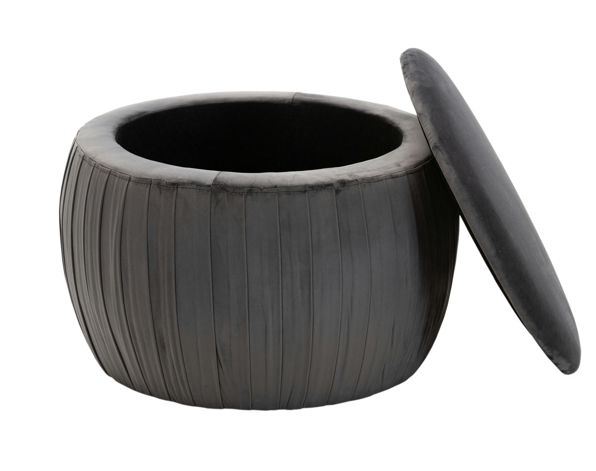 TOV Furniture Fleur Grey Velvet Storage Ottoman