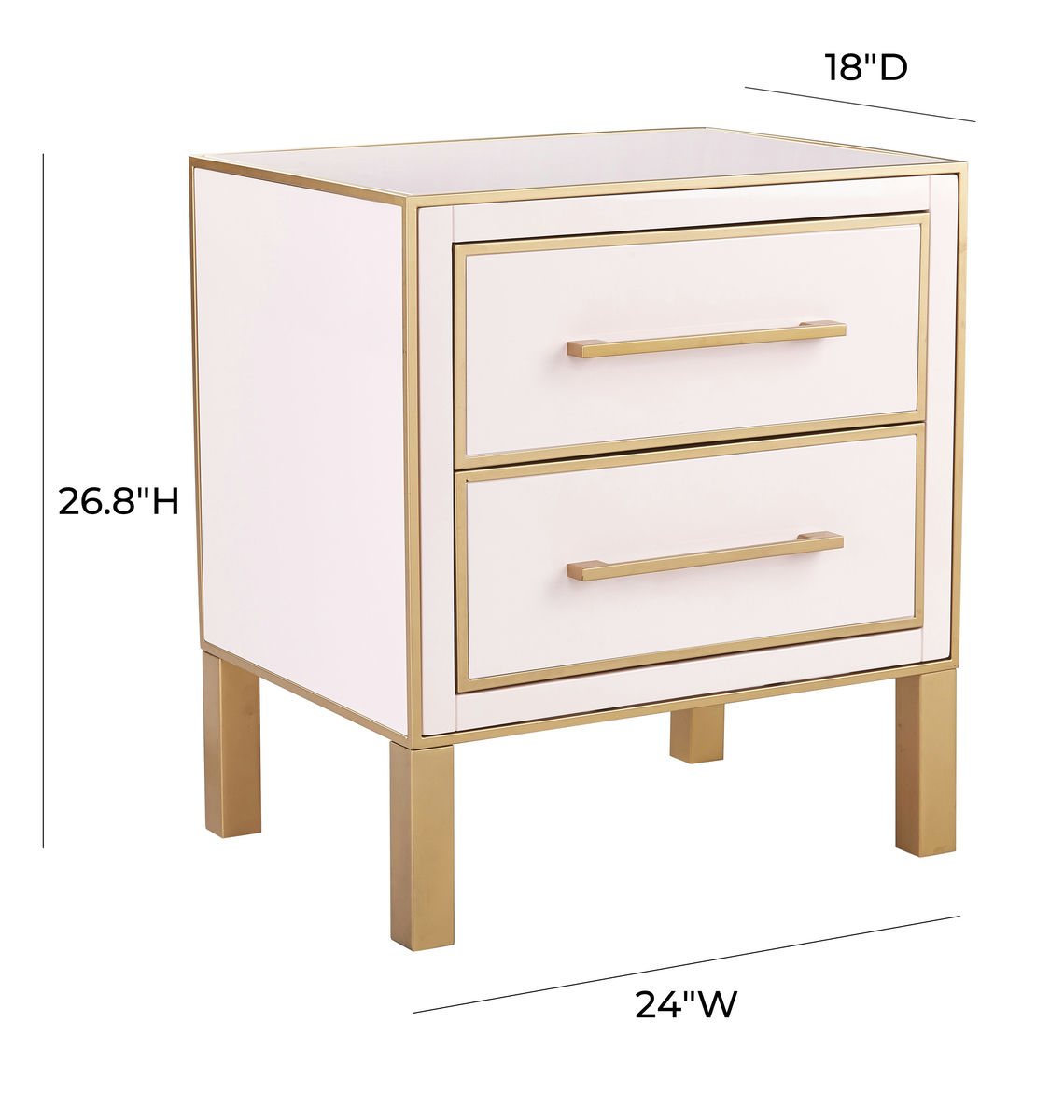 TOV Furniture Emily Pink Lacquer Side Table