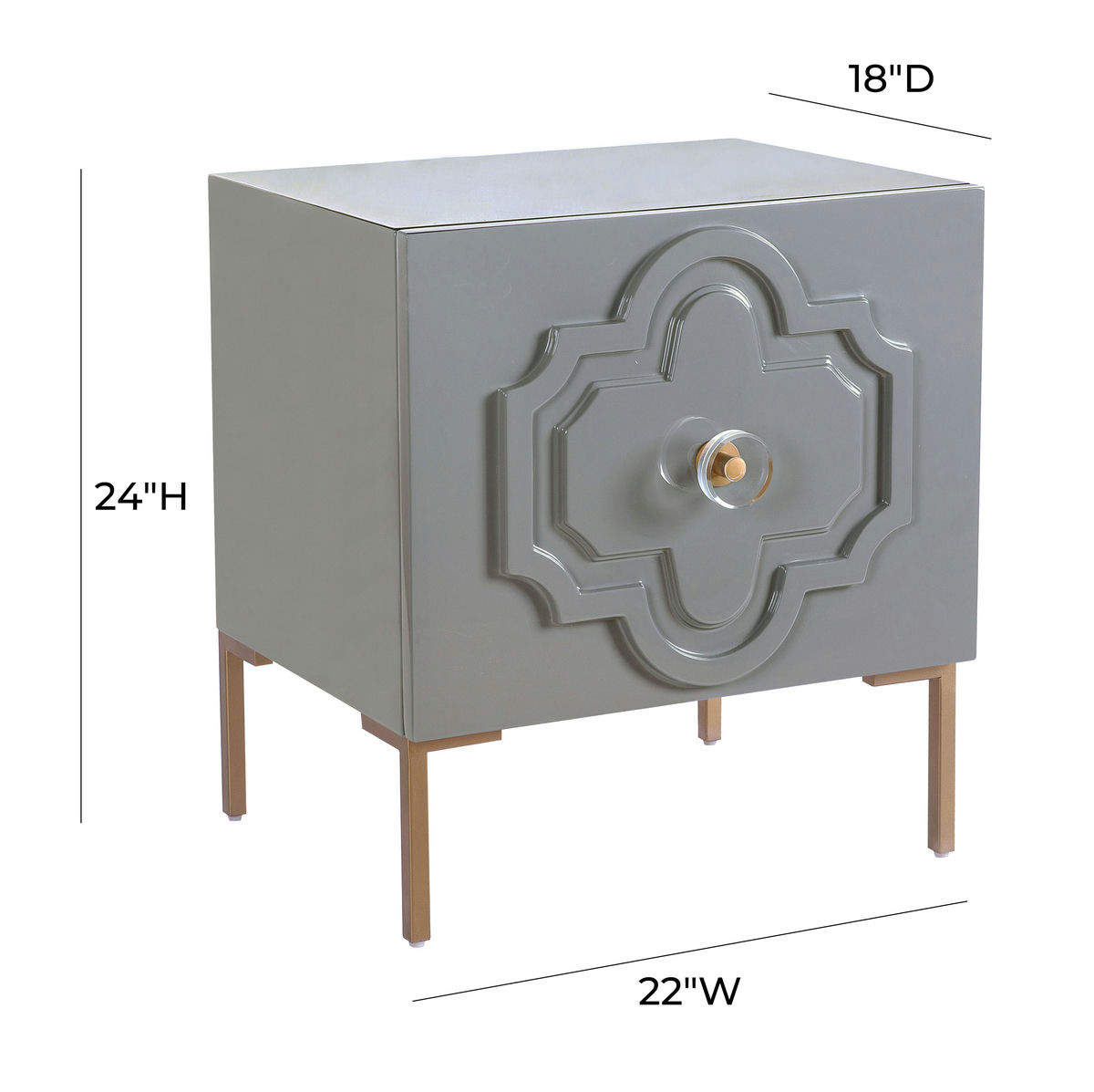 TOV Furniture Anna Grey Lacquer Side Table