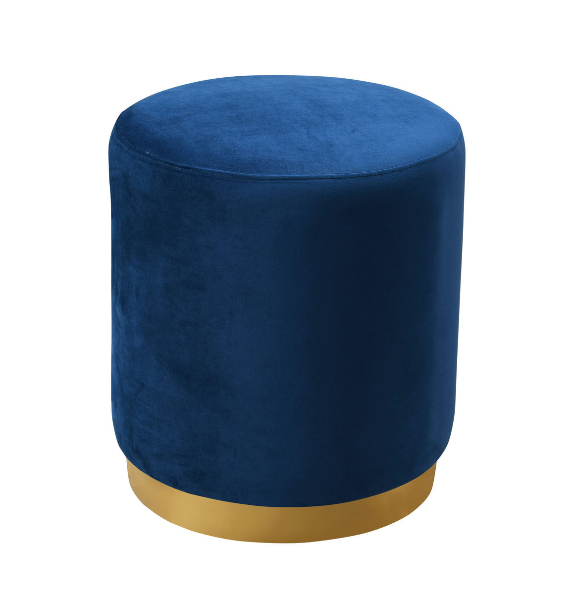 TOV Furniture Opal Navy Velvet Ottoman with Gold Base