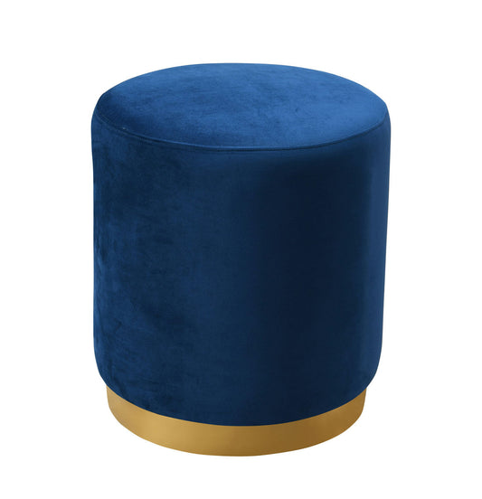 TOV Furniture Opal Navy Velvet Ottoman with Gold Base