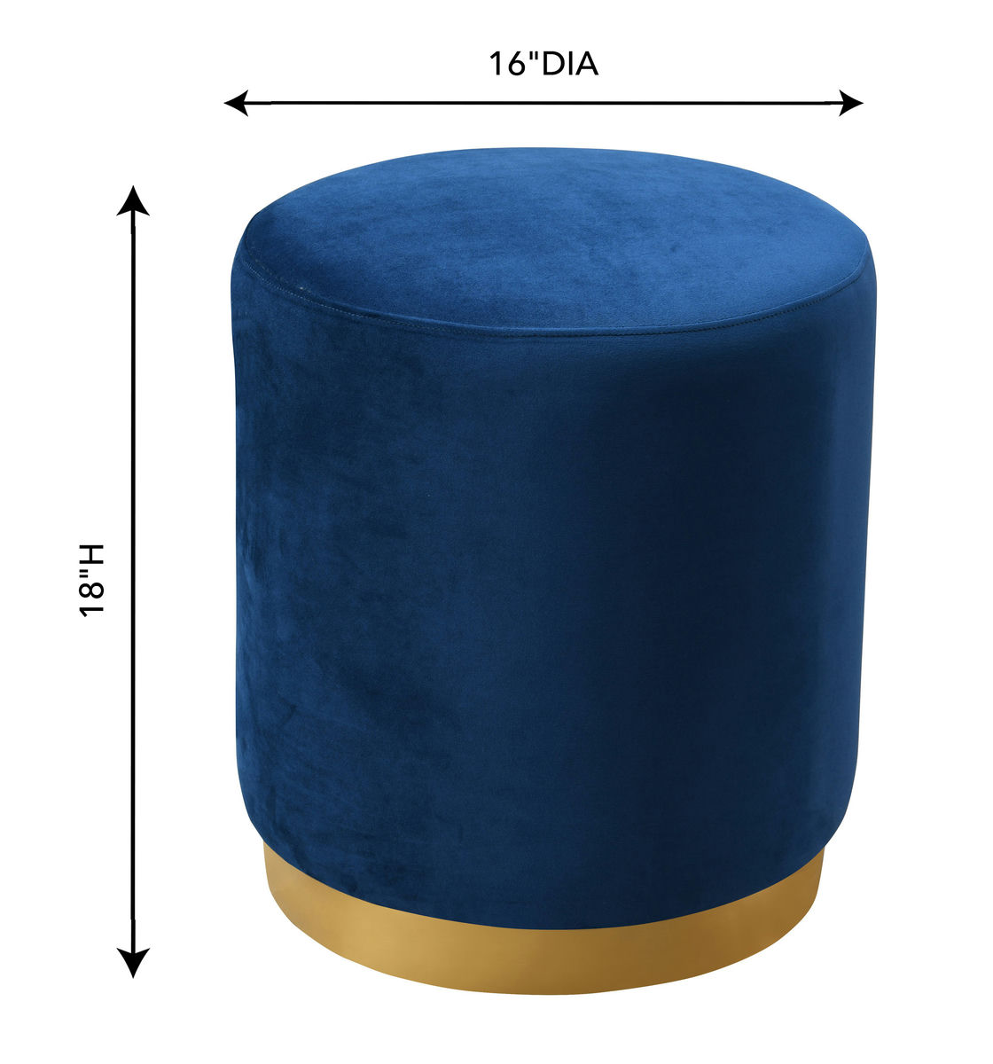 TOV Furniture Opal Navy Velvet Ottoman with Gold Base