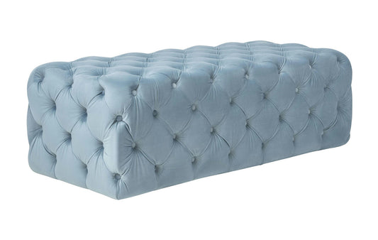 TOV Furniture Kaylee Sea Blue Velvet Ottoman