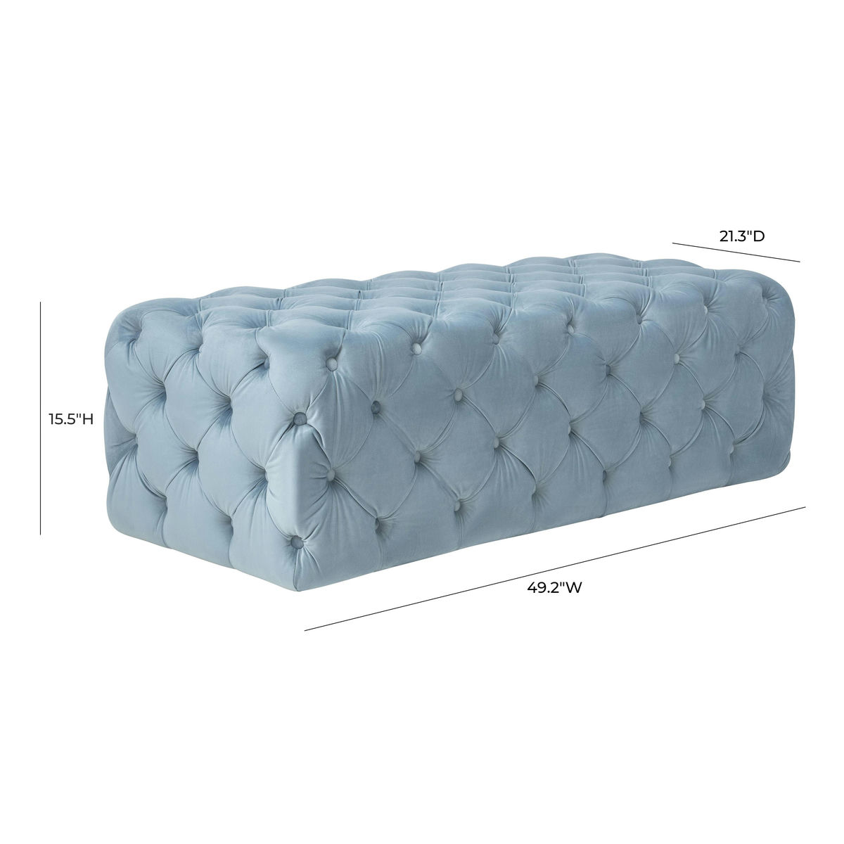 TOV Furniture Kaylee Sea Blue Velvet Ottoman