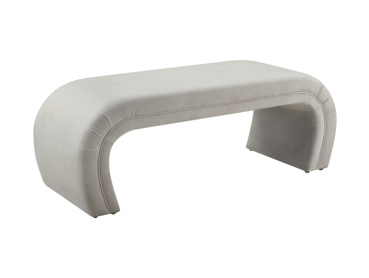 TOV Furniture Kenya Light Grey Velvet Bench