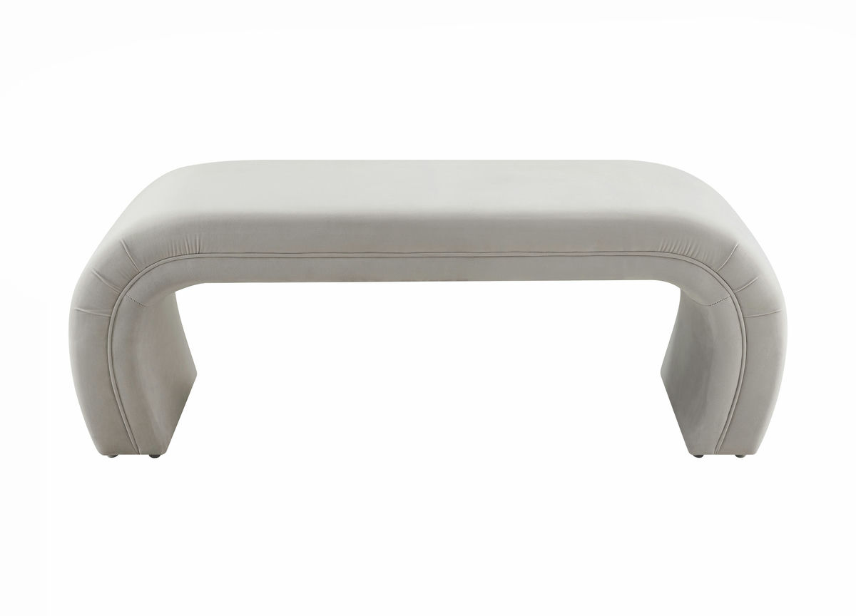 TOV Furniture Kenya Light Grey Velvet Bench