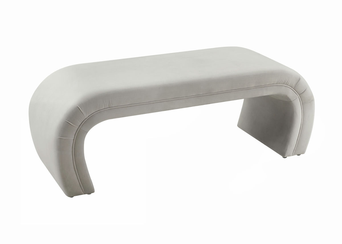 TOV Furniture Kenya Light Grey Velvet Bench