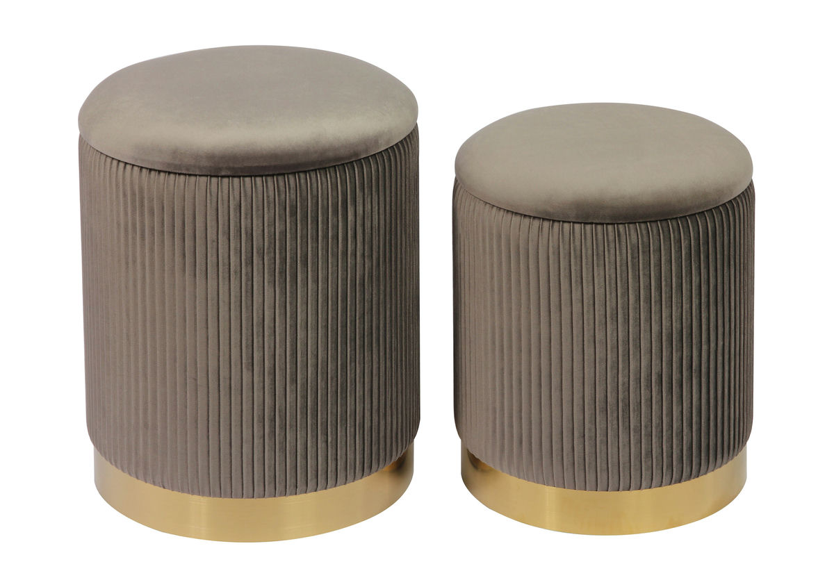 TOV Furniture Channeled Grey Velvet Storage Ottomans - Set of 2
