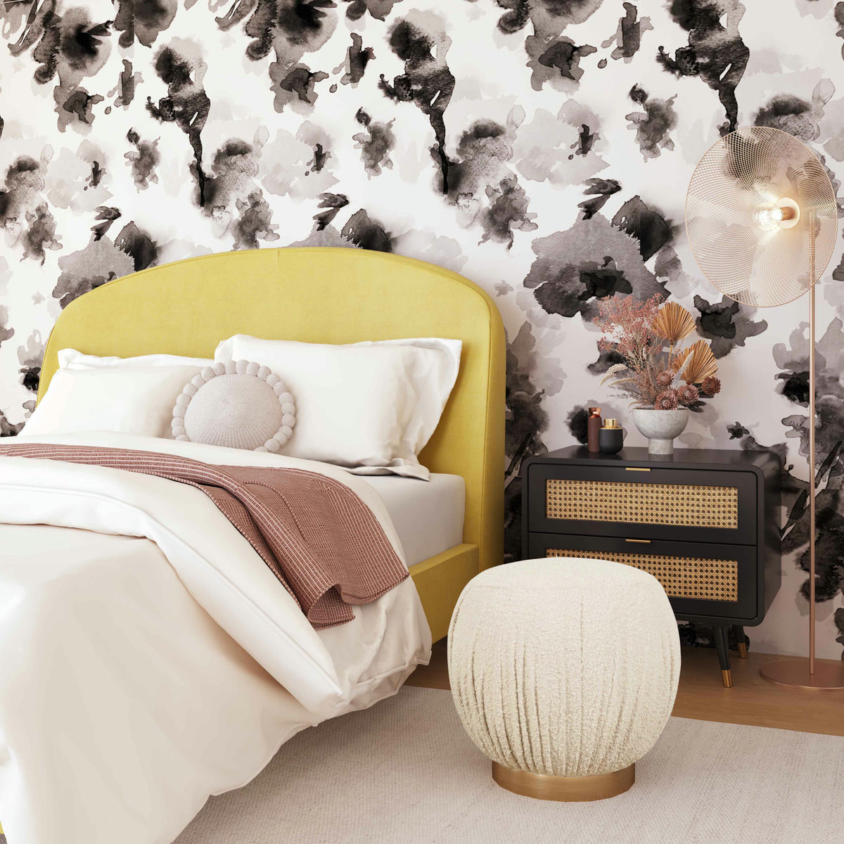 TOV Furniture Tulip Boucle Ottoman