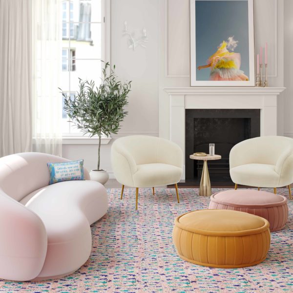 TOV Furniture Rylee Mauve Velvet Ottoman