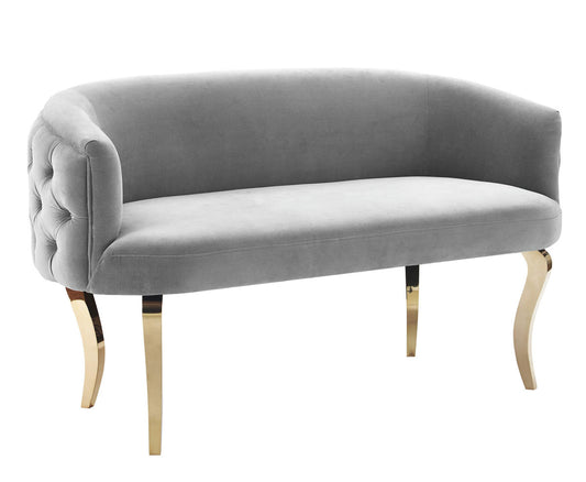 TOV Furniture Adina Grey Velvet Loveseat with Gold Legs
