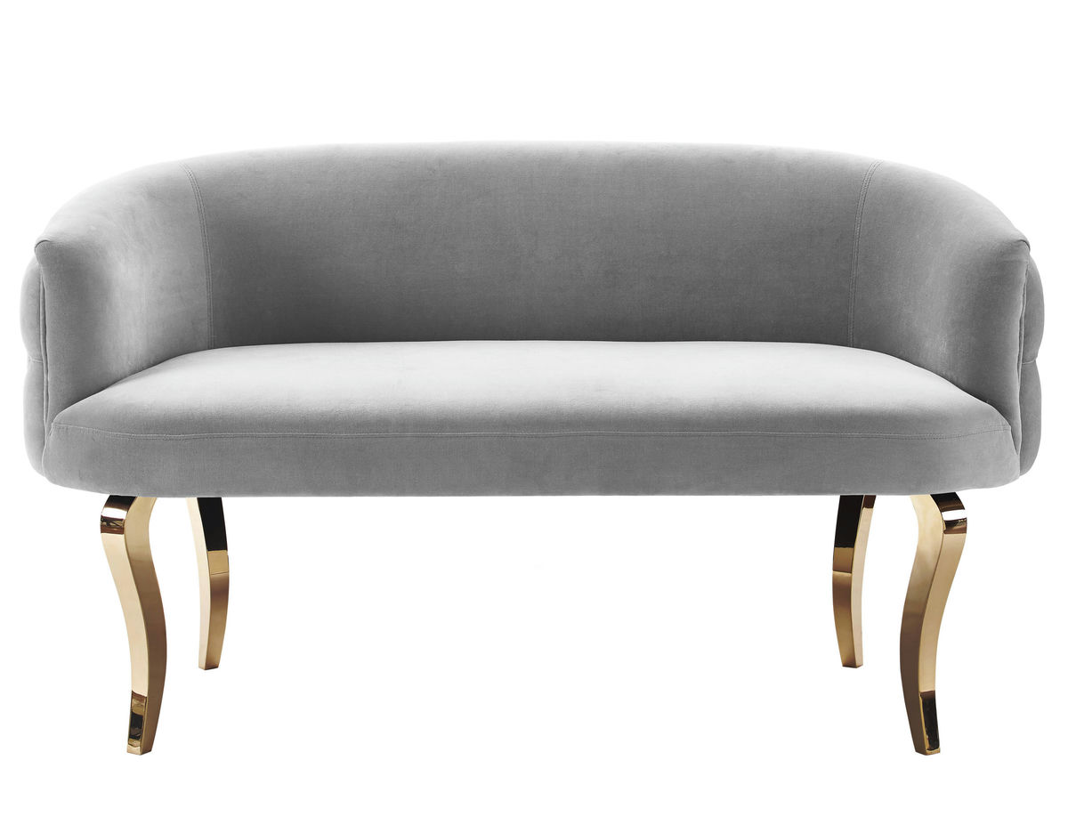 TOV Furniture Adina Grey Velvet Loveseat with Gold Legs
