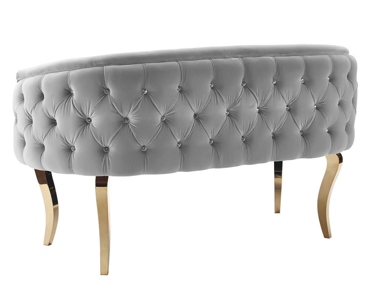 TOV Furniture Adina Grey Velvet Loveseat with Gold Legs
