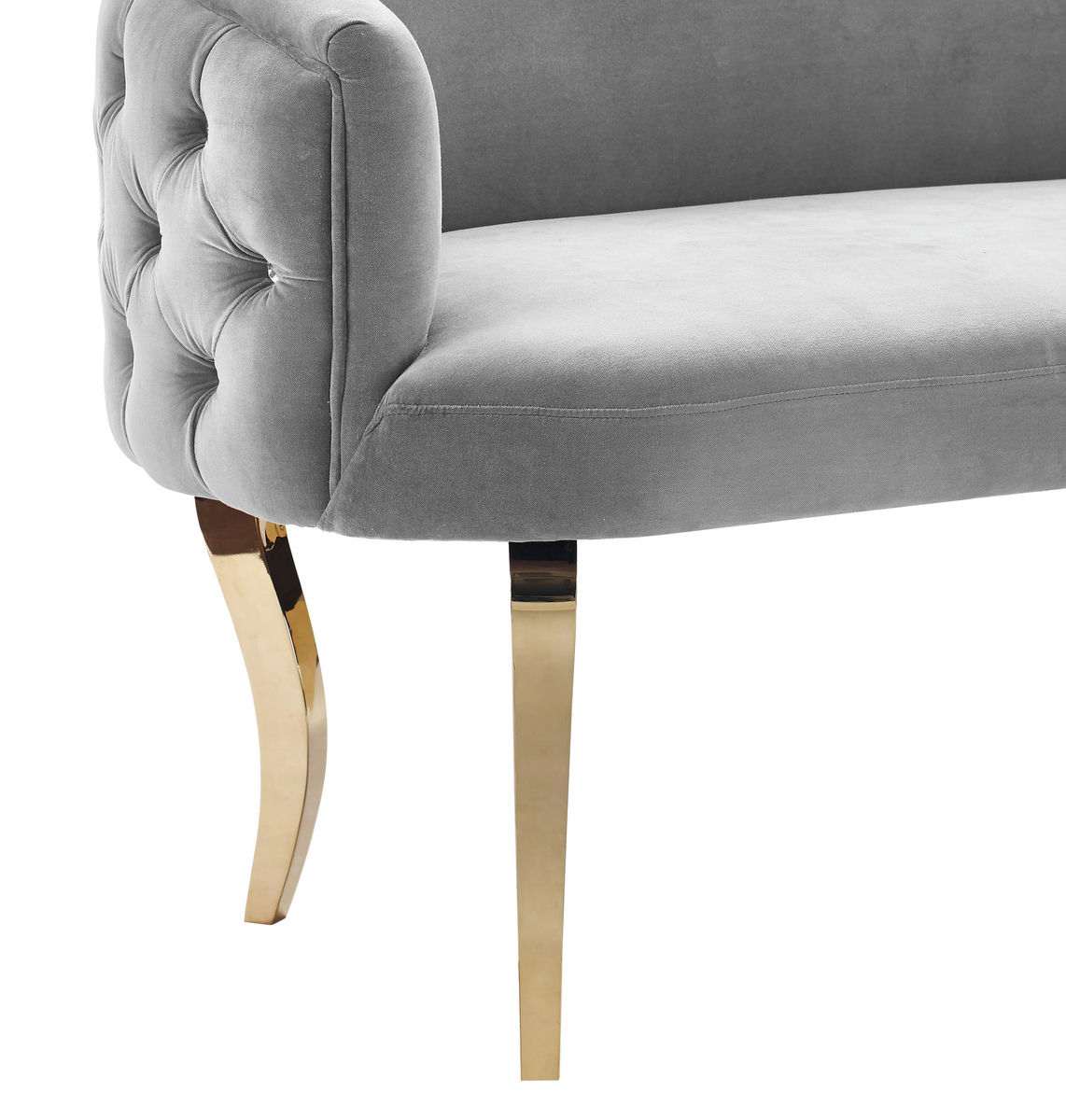 TOV Furniture Adina Grey Velvet Loveseat with Gold Legs