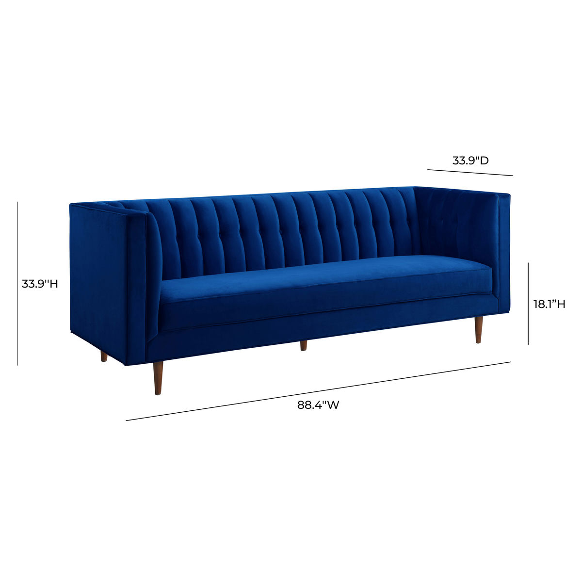 TOV Furniture Sebastian Navy Velvet Sofa