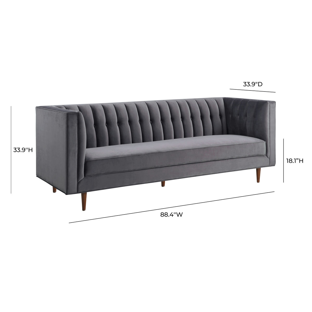 TOV Furniture Sebastian Grey Velvet Sofa