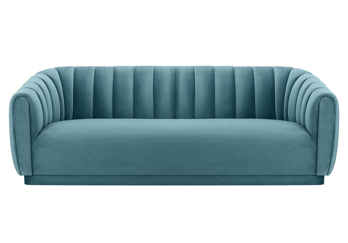 TOV Furniture Arno Sea Blue Velvet Sofa