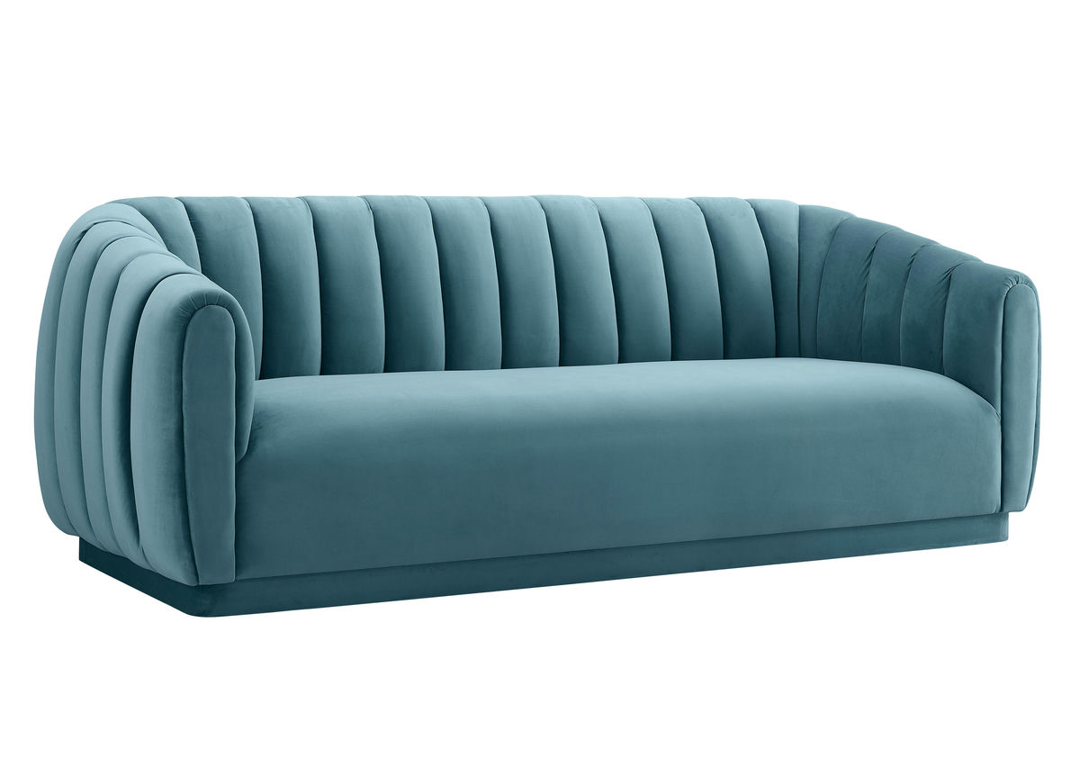 TOV Furniture Arno Sea Blue Velvet Sofa