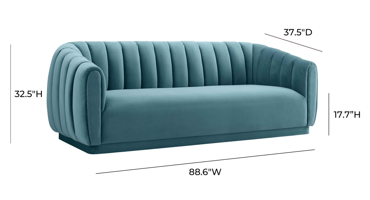 TOV Furniture Arno Sea Blue Velvet Sofa