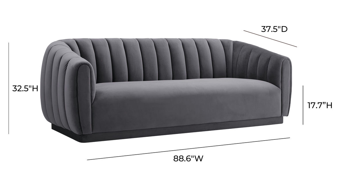 TOV Furniture Arno Grey Velvet Sofa