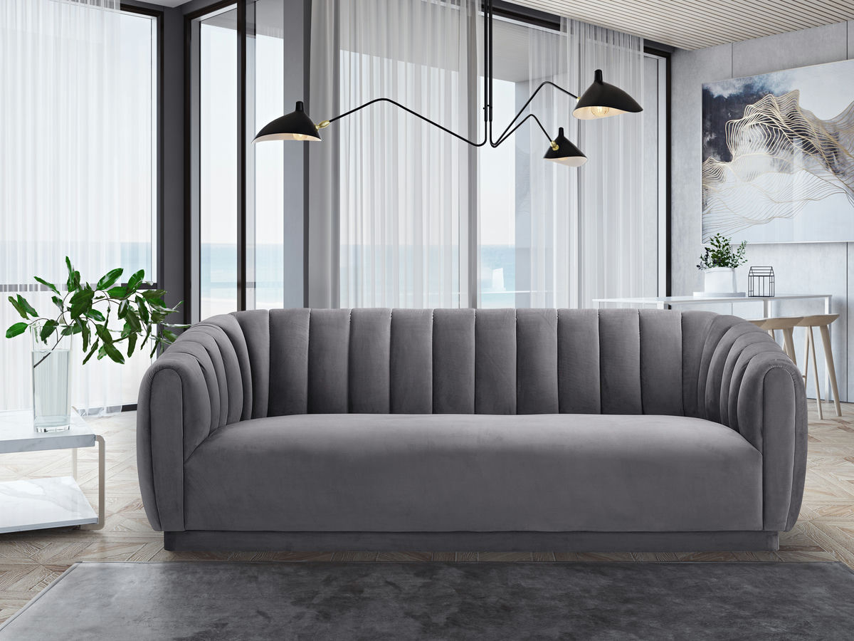 TOV Furniture Arno Grey Velvet Sofa