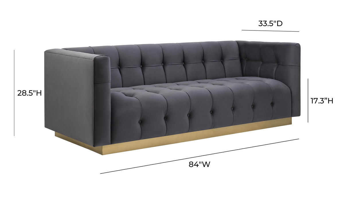 TOV Furniture Roma Grey Velvet Sofa