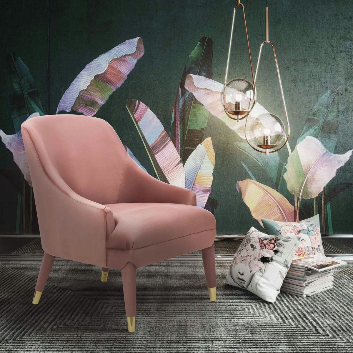 TOV Furniture Orchid Rose Velvet Chair