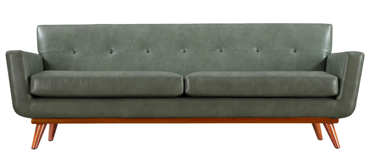 TOV Furniture Lyon Smoke Grey Leather Sofa